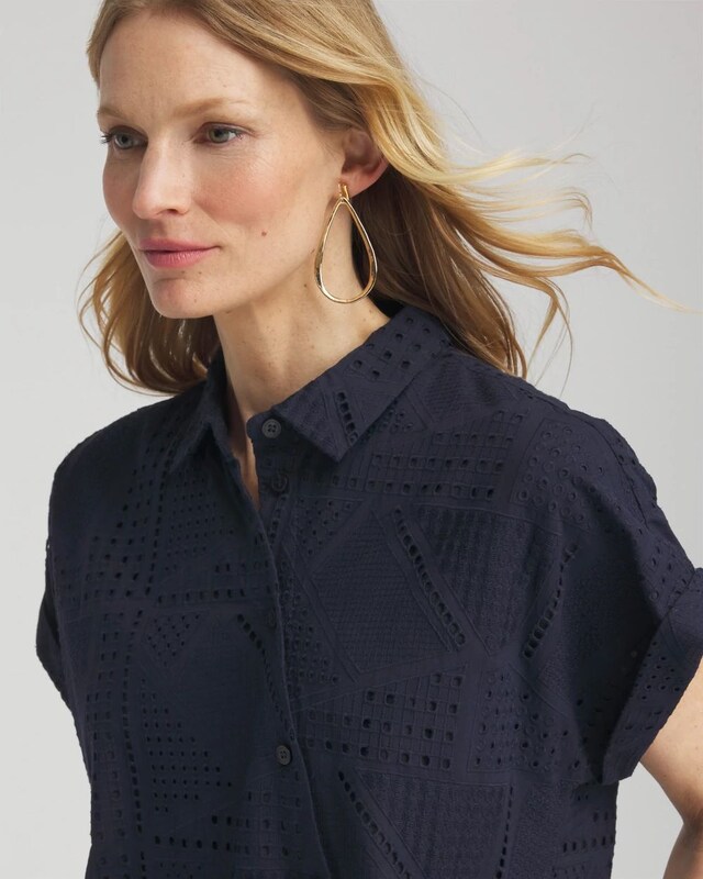 Poplin Diagonal Button Front Dress - image 4
